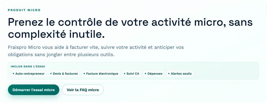 Fraispro Micro – logiciel de facturation pour micro-entrepreneurs